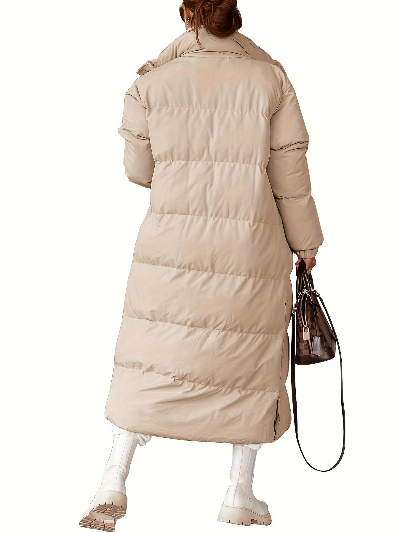 Women's Quilted Lightweight Puffer Jacket Thickened Long Spring Winter Coats Zip Up Baggy Down Outerwear