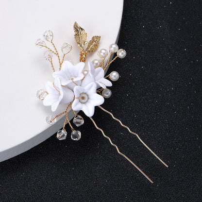 XPZTM gifts for women hot sale new U Shaped Red Rose Flower Hairpins Clips Headpieces Bride Wedding Hair Forks Decor Headdress Handmade Party Hair Accessories