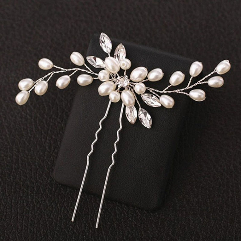 XPZTM gifts for women hot sale new U Shaped Red Rose Flower Hairpins Clips Headpieces Bride Wedding Hair Forks Decor Headdress Handmade Party Hair Accessories