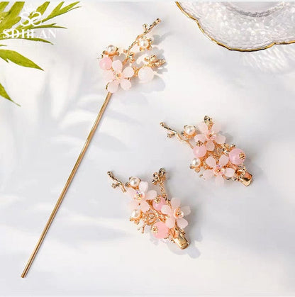 XPZTM wedding decorations hot sale new Hair Accessories for Women Hair Comb Floret Hanfu Tassel Hairstick Blue Tiaras Bridal Crown Fairy Headdress Luxury Party Jewelry