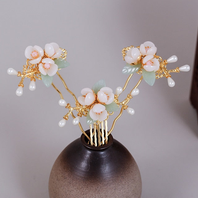 XPZTM wedding decorations hot sale new Hair Accessories for Women Hair Comb Floret Hanfu Tassel Hairstick Blue Tiaras Bridal Crown Fairy Headdress Luxury Party Jewelry