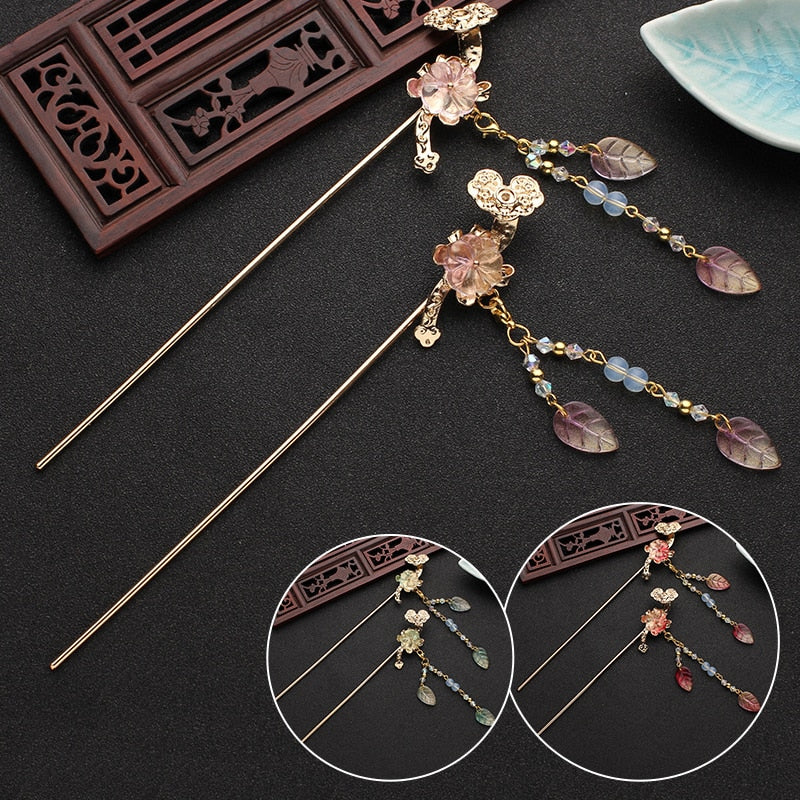 XPZTM 1PC Classical Tassel Hairpin Chinese Headdress Hanfu Hair Sticks Jewelry Ornaments Chinese Ancient Style Hair Accessories ханьфу